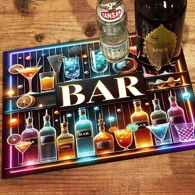 Bar Mat Rubber - แผ่นรองซับน้ำแห้งเร็ว ลายเรขาคณิต สำหรับวางบนโต๊ะครัว ซิงค์ล้างจาน ทำจากดินไดอะตอม สำหรับร้านกาแฟ