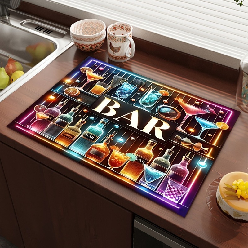 แผ่นรองซับน้ำแห้งเร็ว ลายเรขาค - Bar Mat Rubber บทวิจารณ์และราคา